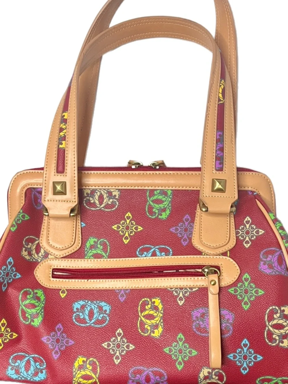 Sharif 2 Pcs. Red Patterned Tote and Mini Bag Set